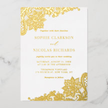 Dourado Casamento Russo de rendas antigas Elegante