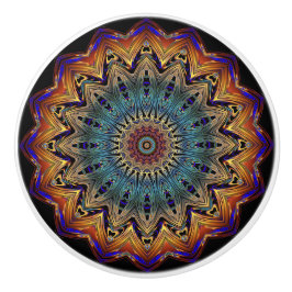 Dourado, Cobre, Botão Padrão de Mandala Azul