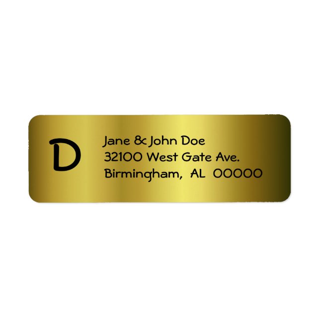 Dourado com etiquetas de endereço monograma (Frente)