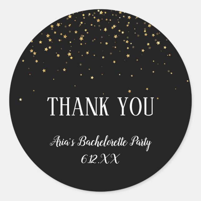 Dourado Confetti no adesivo de Obrigados de Bachel (Frente)