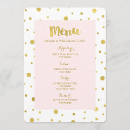 Dourado Confetti Pastel Blush Pink Menu Casamento