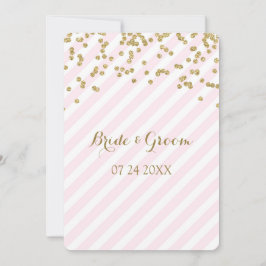 Dourado Confetti Rosa Stripes Casamento Convites d