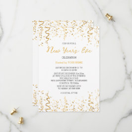 Dourado Conffeti White Elegant Convite de Ano Novo