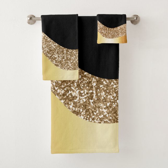DOURADO CONJUNTO DE TOWEL DE BANHEIRA DE ONDA DE G (Insitu)