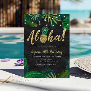 Dourado Convite de Aloha Tropical de Aloha