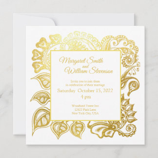 Dourado convite de casamento para ornamentação flo