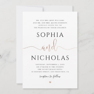 Dourado convite para casamento branco. Convite sim