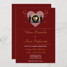 Dourado Convite para Casamento LGBTQ Masculino Bur