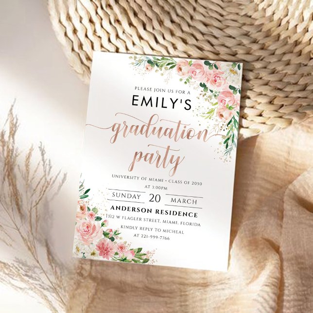 Dourado Convite para Festas de formatura Rosa Cor- (Criador carregado)