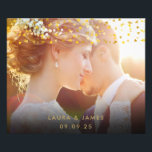 Dourado Corações Confetti Foto de Casamento Keepsa<br><div class="desc">Personalize com sua própria foto e nomes. Apresentando um elegante confete de ouro. Projetado por Piglet © Pura em www.zazzle.com/purepiglet*.</div>