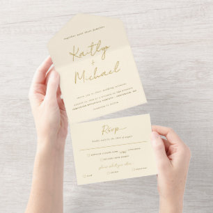 Dourado Cream Weds Modern Tear Off RSVP