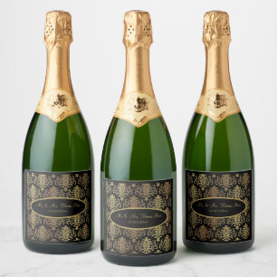 Dourado Damask Black Script Weding Elegante