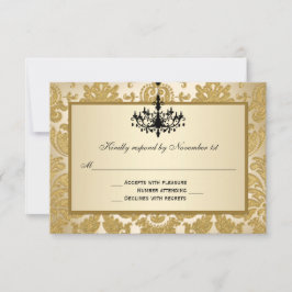 Dourado Damask, Cartão de Resposta de Casamento Ch
