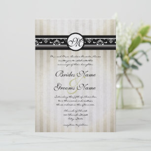 Dourado Damask Swirls Convite de Casamento 5x7
