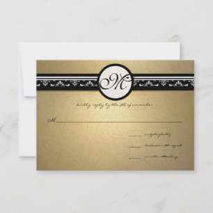 Dourado Damask Swirls Convite de Casamento 5x7