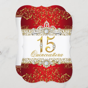 Dourado Diamond Red Glamor Quinceanera Convite