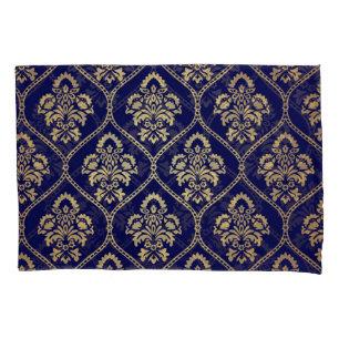 Dourado e azul: Damasco de luxo