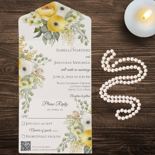 Dourado e Beige Floral no Código QR bege