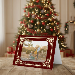 Dourado e Borgonha Frame Foto Natal