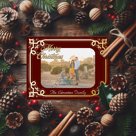 Dourado e Borgonha Frame Foto Natal