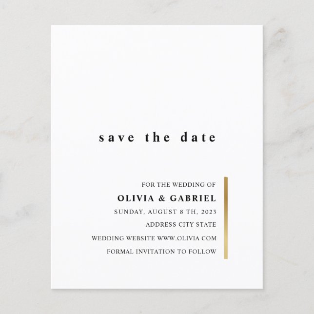 Dourado e branco. Casamento de tipografia simples  (Frente)