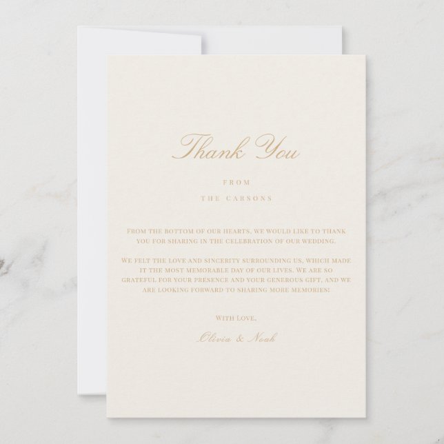 Dourado e Cartões de agradecimentos de marfim de s (Frente)