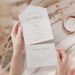 Dourado e elegante casamento com guião romântico