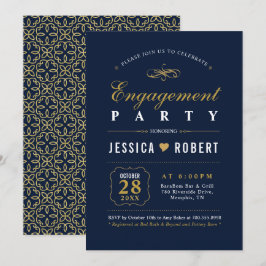 DOURADO e MARINHO | Convite à Festa de noivado Ele