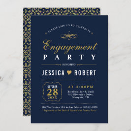 DOURADO e MARINHO | Convite à Festa de noivado Ele