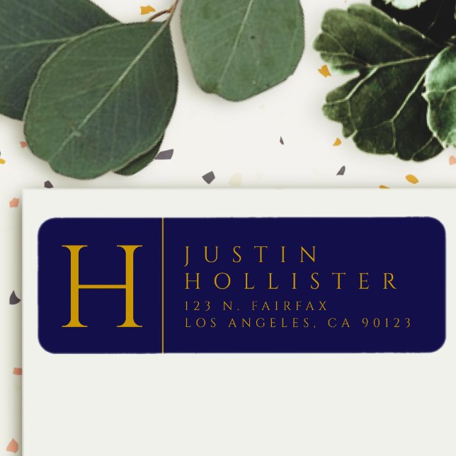 DOURADO e MARINHO | Etiqueta de Endereço de Devolu (Criador carregado)