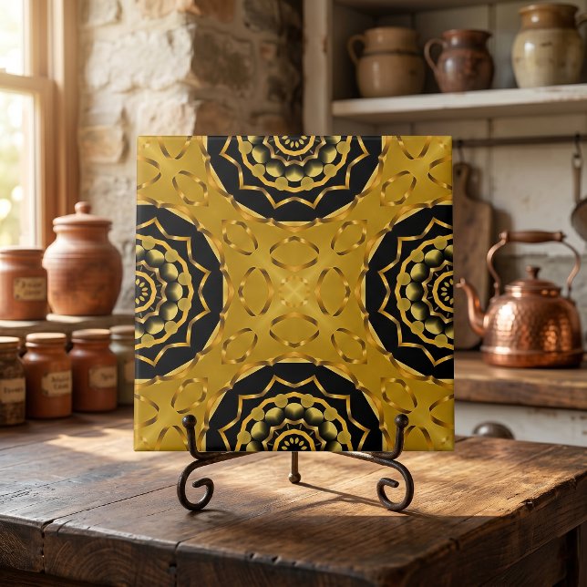 Dourado e Preto Arabesco Geométrico Marroquino (Criador carregado)
