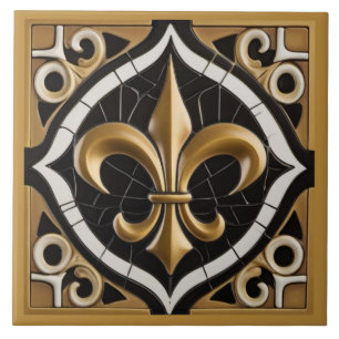 Dourado e preto Fleur de Lis Faux Alivio Tan