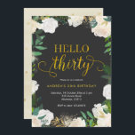 Dourado e White Floral Alô Trinta Convites<br><div class="desc">Dourado e White Floral Alô Trinta Convites</div>