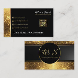 Dourado Elegante preto Cartão de visita de código