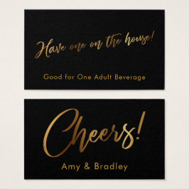 Dourado em Tíquetes de Bebida com Script de Escrit