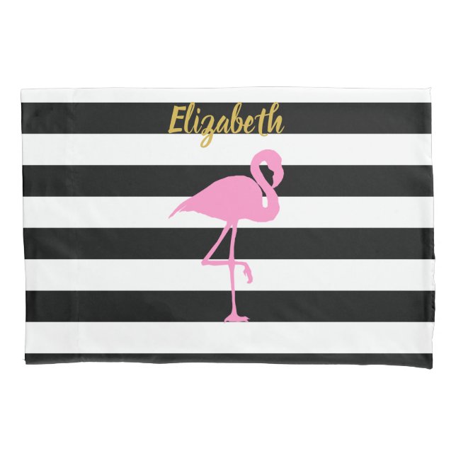 Dourado Escrito Rosa Flamingo, , Stripes Brancas P (Frente)