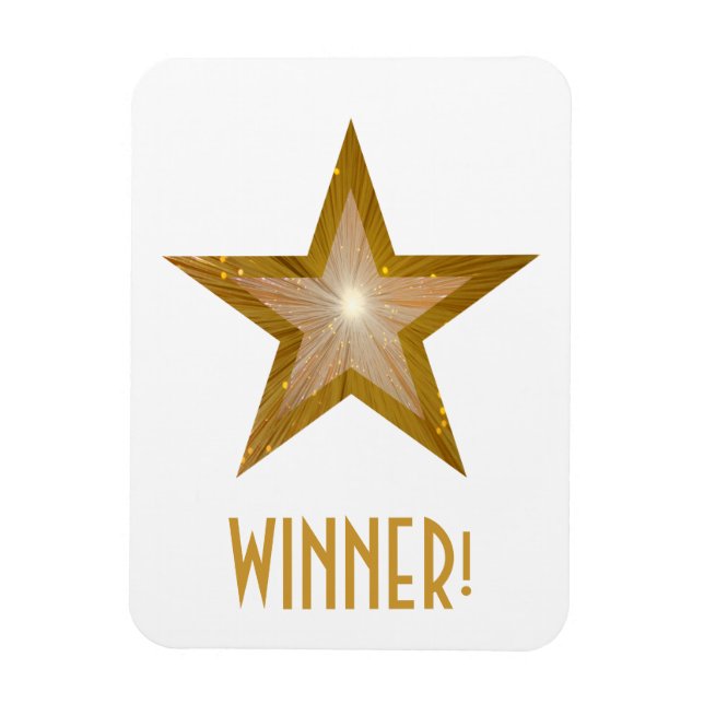 "Dourado" Estrela "Vencedor", branco ímã flexível (Vertical)