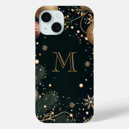 Dourado Festivo Monograma de Natal Elegante Escuro