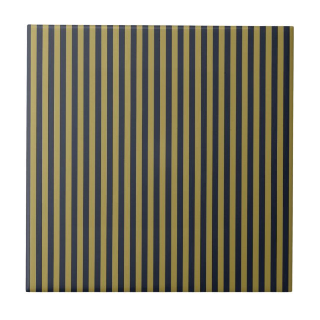 Dourado fino Elegante e Marinho Vertical Strips Ve (Frente)