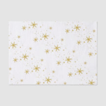 Dourado Flocos de Neve Papel Tecido de Natal