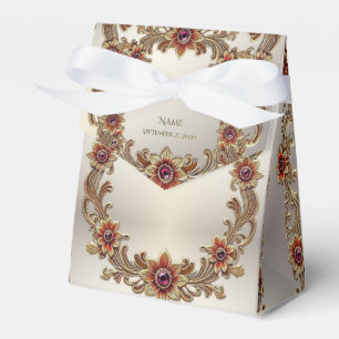 Dourado Floral com caixa de favoritos das pedras v