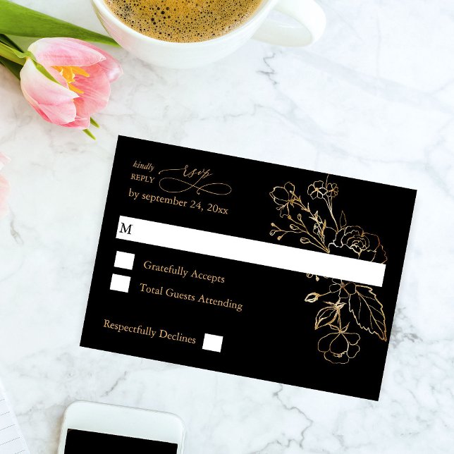 Dourado Floral em preto e Dourado sem RSVP de Refe (Criador carregado)