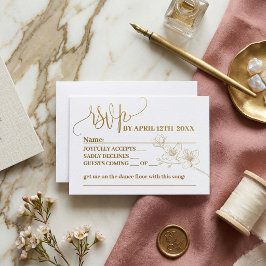 Dourado Floral Script Caprichoso Casamento RSVP |