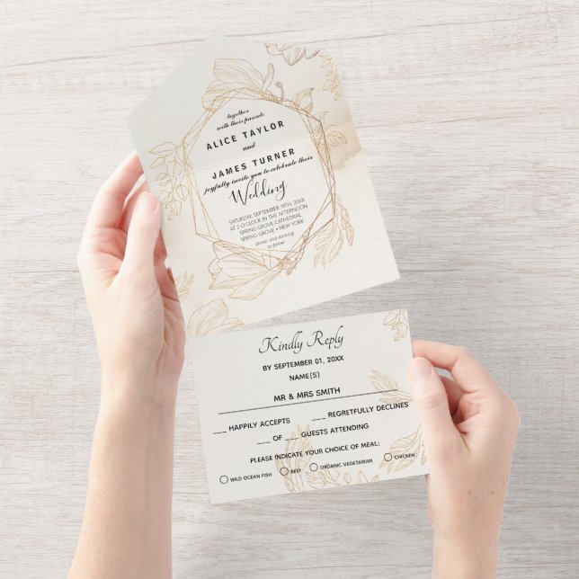 Dourado Geométrico Floral Casamento (Tearaway)