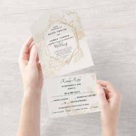 Dourado Geométrico Floral Casamento