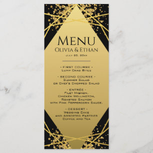Dourado geométrico no Menu Black Wedding