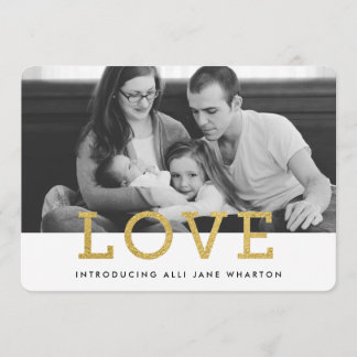 Dourado Glam Love | Anúncio de Nascimento da Foto