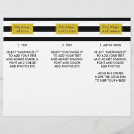 Dourado Glamor Black Stripes Salon Menu Brochura