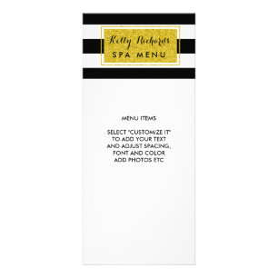 Dourado Glamor Black White Stripes Salon Menu