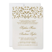 Dourado Glamor Glitter Confetti Convite para Casam